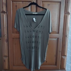 Olive Green Truly Madly Deeply Moon Phase Shirt L